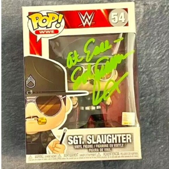 WWF WWE Sgt. Slaughter Signed Funko Pop #54 - Picture 1 of 2